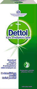 Dettol 0,2% antiseptický sprej Kožní sprej, roztok