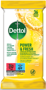 Dettol Power & Fresh Antibakteriální víceúčelové ubrousky– Citron & limeta